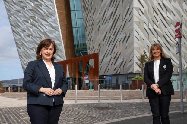 Economy Minister Diane Dodds with Titanic Belfast's CEO Judith Owens. 