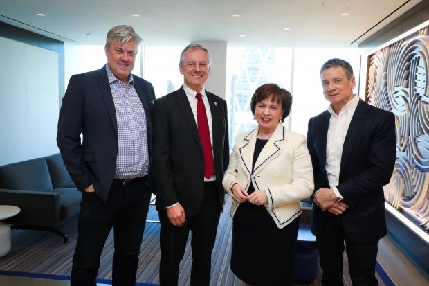 Pictured with the Minister in New York in March this year are (from left) Gavan Corr (Managing Partner, Qarik), Kevin Holland (Invest NI) and Joe Schenk (Managing Partner, Qarik)